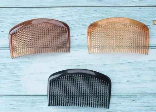 Miniatura 2 de 6 piezas de 29 dientes de pelo francés peine lateral estilo vintage café negro marrón plástico torcido pinzas para el cabello para mujeres niñas