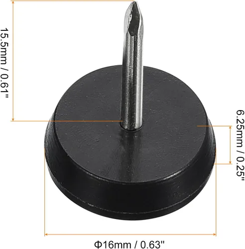 Miniatura 2 de uxcell Protectores de suelo para patas de silla, 24 piezas de 5/8 pulgadas – Deslizadores redondos de PTFE para muebles, almohadillas para muebles