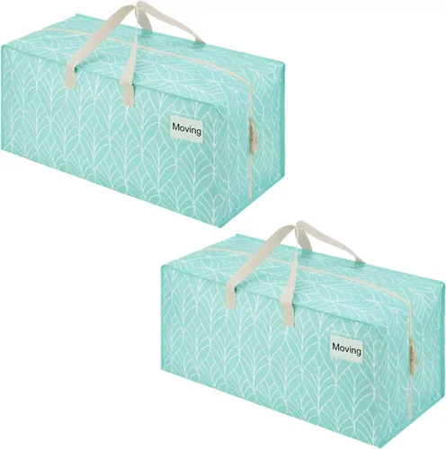 Miniatura 54 de VENO Paquete de 2 bolsas de mudanza, correas de mochila, mudanza, cajas de almacenamiento universitario, con tapas, resistentes, extragrandes, asas
