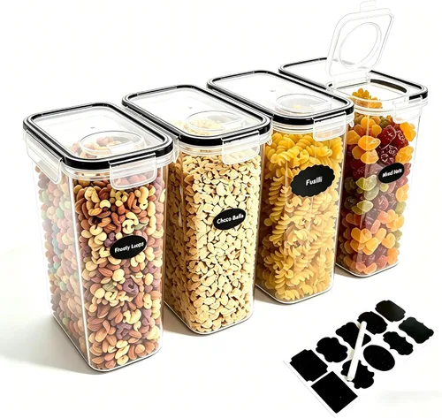 Miniatura 16 de 2 recipientes grandes de almacenamiento de alimentos de 6.5 litros/220 onzas, recipientes herméticos de plástico sin BPA para harina, azúcar