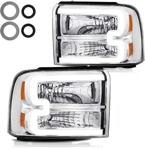 Miniatura 7 de Conjunto de faros halógenos con luz diurna LED Compatible con Ford F250 F350 F450 F550 Super Duty 2005-2007/Ford Excursion 05