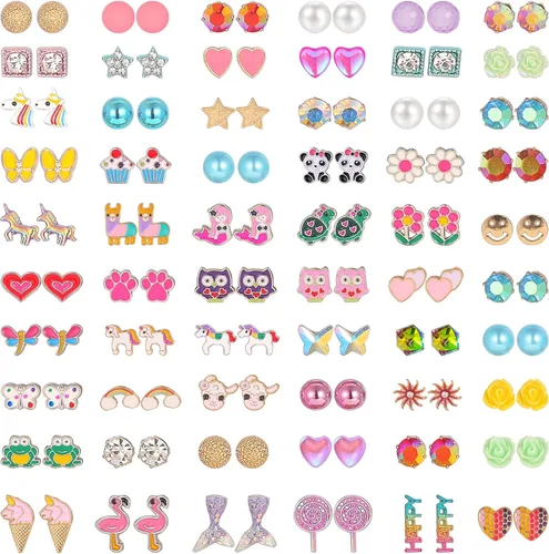 NEWITIN 20 pares40 pares60 pares80 pares de aretes coloridos y lindos aretes hipoalergénicos de acero inoxidable para niñas y mujeres