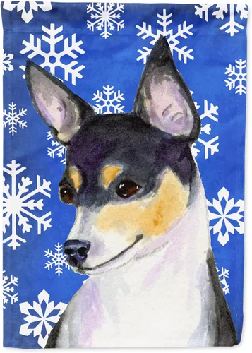 Miniatura 26 de Caroline's Treasures SC9374GF Bulldog English Snow flakes Holiday Garden Flag Buzón Bandera decorativa para patio exterior, patio, obras de arte