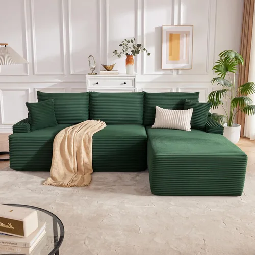 Miniatura 25 de Mangodan Sofá seccional Cloud, sofá deshuesado para sala de estar, sofá modular con asiento profundo, cómodo sofá esponjoso en forma de L con diván