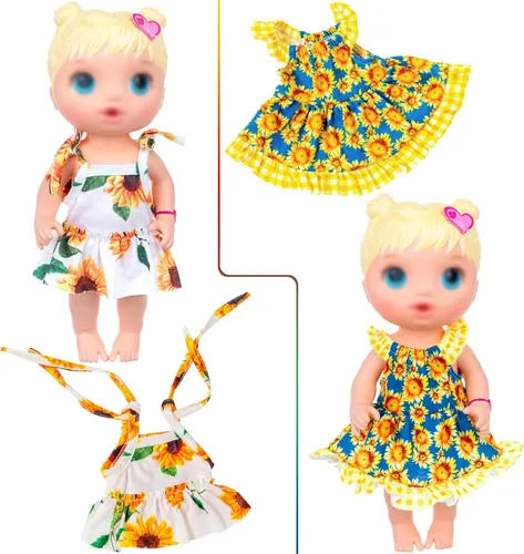 Miniatura 5 de ECORELF 10 piezas de ropa y accesorios para muñecas de bebé, incluyendo vestidos, camisetas, pantalones, mono, pantalones de campana para niños