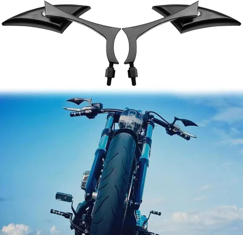 Miniatura 2 de 8 mm 10 mm Espejos retrovisores laterales negros para motocicletas Blade Compatibles con Harley Sportster Custom Iron 883 Road King Street Softail
