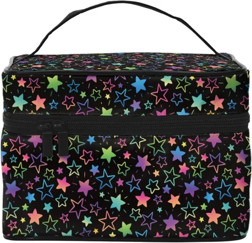 Miniatura 9 de Bolsa de maquillaje con asa, estuche de cosméticos con cremallera, bolsa de aseo portátil de viaje para mujeres y niñas, duradera, 1 Foto