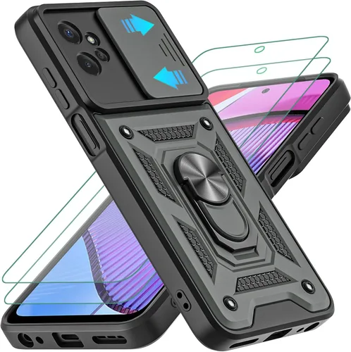 Miniatura 11 de Funda para Moto G Power 5G 2023 con cubierta deslizante para cámara y 2 protectores de pantalla HD, soporte de anillo de rotación de 360°