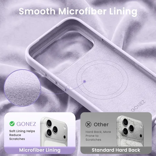 Miniatura 558 de GONEZ Funda de silicona para iPhone 15 Pro Max, compatible con Magsafe, protector de cámara + protector de pantalla, forro de microfibra suave