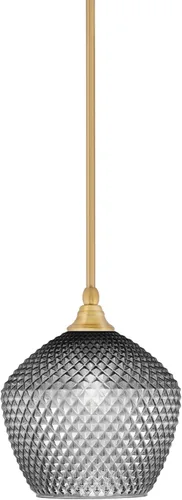 Miniatura 8 de Toltec Lighting Tallo Colgado Mini colgante, acabado de cobre negro, 3.5" cuadrado humo burbuja vidrio