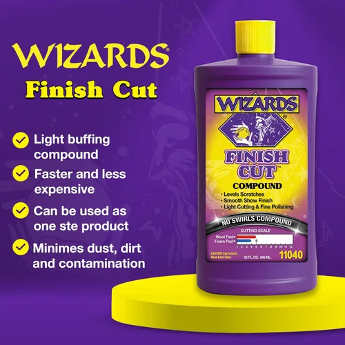 Miniatura 2 de Wizards Compuesto de Corte de Acabado - Nivela Rayones e Ilumina Acabados Opacos - Fácil Limpieza para Corrección de Pintura Automotriz y de Autos