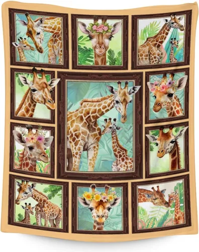 Miniatura 13 de Manta de jirafa para regalo, 30 x 40 pulgadas, bonita manta para adultos y niños, mantas amarillas de felpa suave para sofá, oficina