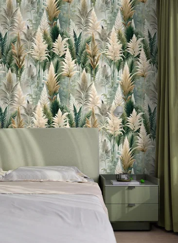 Miniatura 2 de Floralplus Papel tapiz removible de bosque bohemio para despegar y pegar, papel tapiz de hojas bohemias para dormitorio, baño, papel de contacto