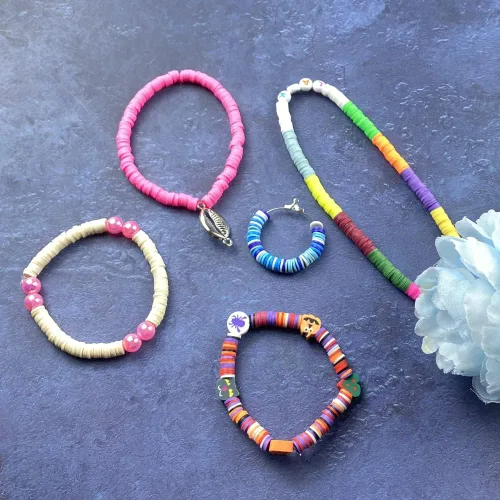 Miniatura 7 de 4000 cuentas de arcilla polimérica de mezcla azul, cuentas Heishi para hacer joyas, pulseras, collares, aretes, 0.236 pulgadas