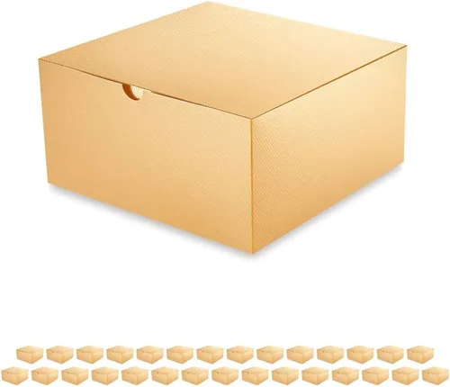 Miniatura 10 de PACKQUEEN Cajas de regalo de Navidad color dorado champán, paquete de 10 unidades de 6 x 6 x 4 pulgadas, cajas de regalo pequeñas con tapas, cajas