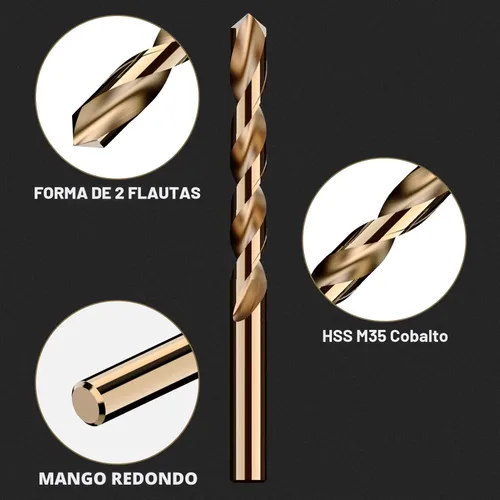 Miniatura 2 de Juego de brocas de cobalto, 13 piezas M35 Juego de brocas de acero de alta velocidad de longitud Jobber para metal endurecido, acero inoxidable