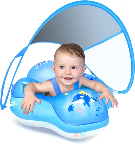 Miniatura 10 de LAYCOL - Flotador inflable de natación para bebé con anillo de flotación para piscina y toldo de protección solar, cola añadida, no se voltea