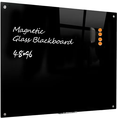 Miniatura 12 de Pizarra de Vidrio Negro Magnética de Borrado en Seco - Pizarra Negra de 48 x 36 Pulgadas Montada en Pared de Vidrio, Pizarra de Vidrio Negro Grande