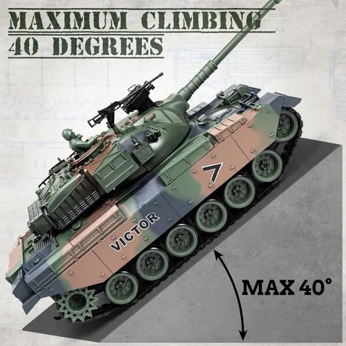 Miniatura 4 de Supdex Tanque RC 1:18, 2.4Ghz US M60 modelo de tanque de control remoto, juguete militar de batalla de 15 canales con humo, sonido ligero, Verde