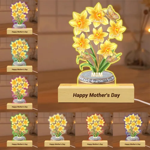 Miniatura 2 de Placa acrílica personalizada de narcisos con nombre del niño, cada rosa sostiene una pieza de tu corazón, letrero de mariposas y flores, placa plana