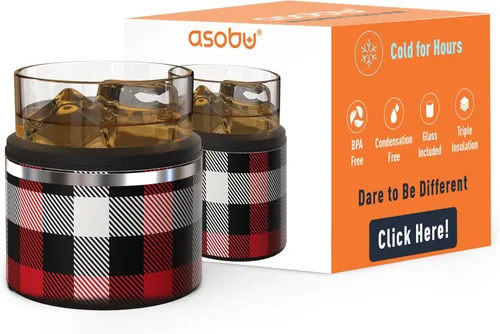 Miniatura 17 de asobu Vaso con funda para whisky, vaso de bourbon aislado con vidrio de rocas de alta calidad, sin BPA, acero inoxidable de doble pared, mantiene