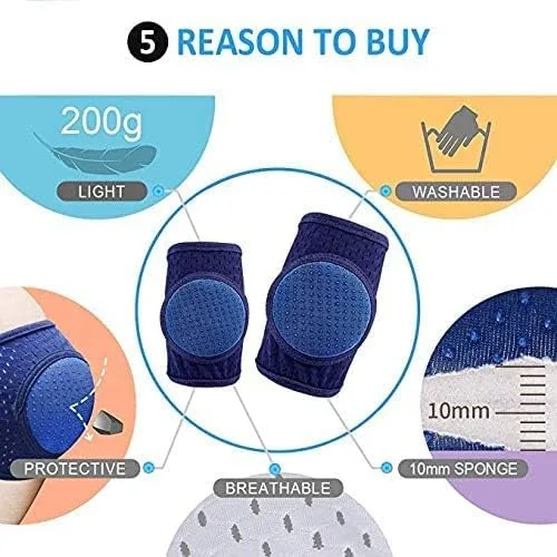 Miniatura 2 de CB Rodilleras de bebé para gatear, rodilleras para gatear para bebés, ajustables, antideslizantes, transpirables para gatear niños pequeños (3 pares)