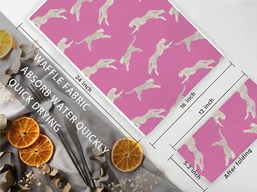 Miniatura 8 de Jvpke Toallas de cocina de leopardo rosa, decoración de guepardo, leopardo retro, decoración de cocina rosa, paños de cocina rosa preppy de 16 x 24