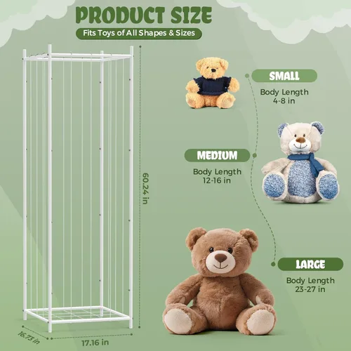 Miniatura 3 de Almacenamiento de animales de peluche de metal, organizador de juguetes de peluche duradero estilo zoológico, soporte extra grande para animales