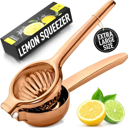 Miniatura 9 de Zulay Kitchen Exprimidor de limón de acero inoxidable, antideslizante, diseño ergonómico con cuenco exprimidor sólido y resistente, exprimidor negro
