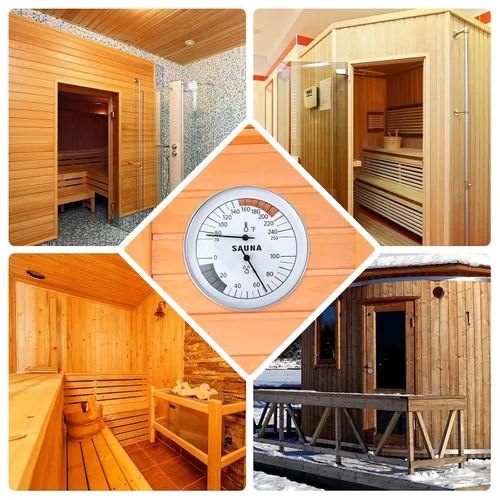 Miniatura 7 de Termómetro de sauna 2 en 1, higrómetro Fahrenheit, medidor de temperatura de humedad interior, monitor para sala de vapor infrarrojo, baño, spa