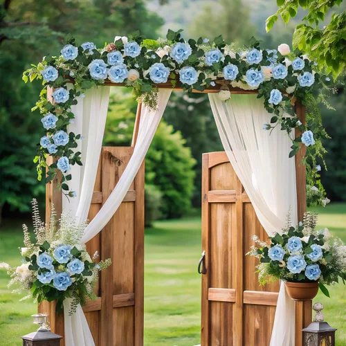 Miniatura 7 de ZIFTY 5 guirnaldas de flores azules de 32.5 pies, enredaderas de flores falsas, guirnalda floral artificial para colgar hiedra rosa para decoración
