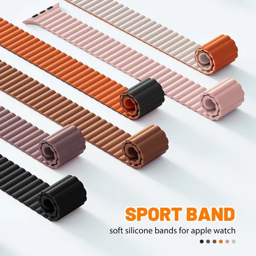 Miniatura 4 de BXUXOHS - Bandas deportivas magnéticas para Apple Watch de 40mm, 38mm, 41mm, 42mm, 44mm, 45mm, 46mm, iWatch para mujeres y hombres, correa