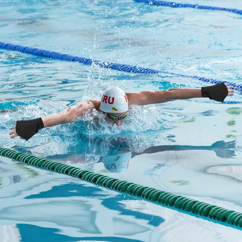 Miniatura 7 de PATIKIL Guantes de natación con malla, unisex, guantes de resistencia al agua, accesorios de entrenamiento para natación y buceo Negro