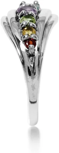 Miniatura 3 de Silvershake Anillo de viaje de plata de ley 925 con amatista y topacio azul de granate natural