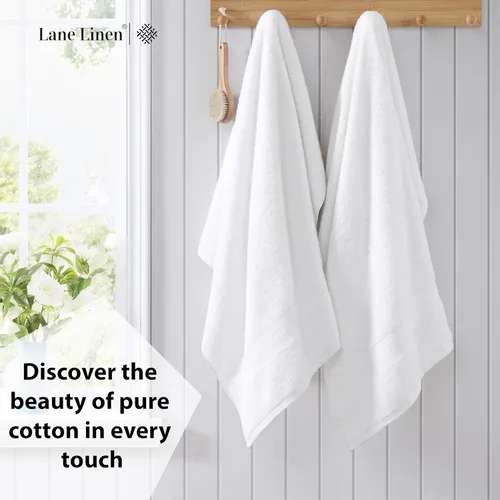 Miniatura 3 de Lane Linen Paquete de 4 toallas de baño 100 % algodón (35 x 66 pulgadas), hilado en anillo, extra grandes, secado rápido, suaves, de poca pelusa