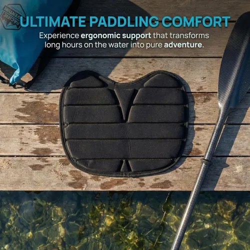 Miniatura 7 de Cojín ligero para asiento de kayak, cómodo diseño ergonómico para canoa, barco de pesca, compatible con kayaks para largas horas de remo, color negro