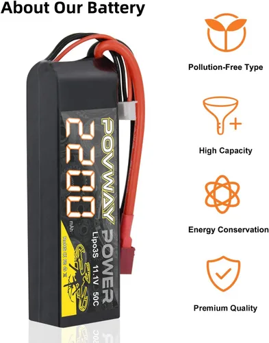 Miniatura 6 de 3S 11.1 V 2200mAh LiPo Batería 50C RC Batería con T Plug Compatible RC Avión, Helicóptero RC, Dron, etc. (2 unidades)