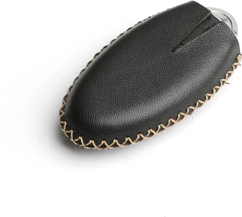 Miniatura 3 de Cuero para Nissan Versa Rogue Pathfinder 370Z Armada Juke Murano Titan Infiniti EX35 FX35 QX50 QX70 Smart 3 Botones Funda Funda Llavero Cadena Negro