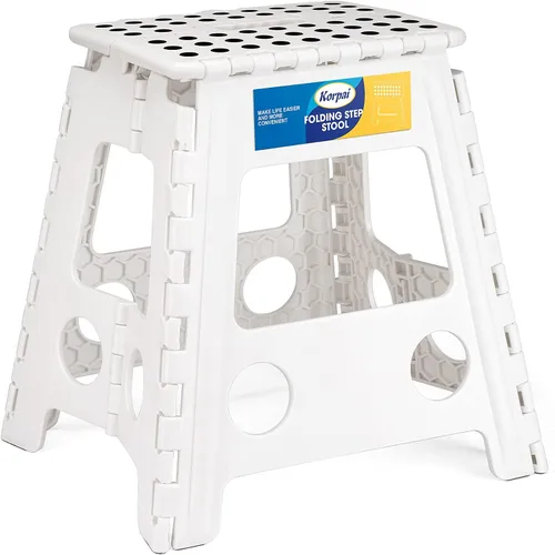 Miniatura 22 de Korpai Taburete plegable de 16 pulgadas para adultos y niños con capacidad para hasta 300 libras, taburetes plegables antideslizantes con mango