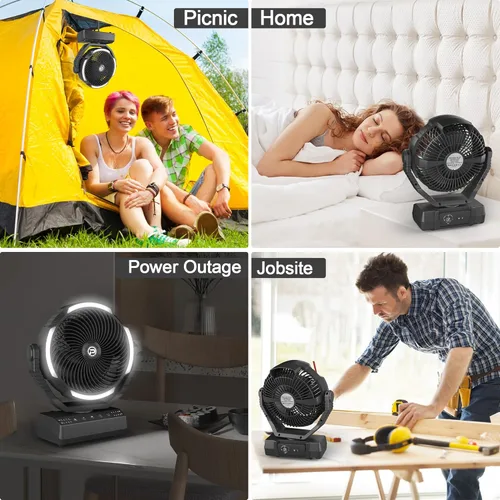 Miniatura 7 de PANERGY Ventilador de camping con luz - Ventilador con batería recargable de 20,000 mAh con cargador, 70 horas de tiempo de enfriamiento, 4 Naranja