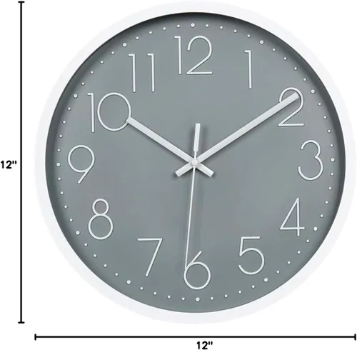 Miniatura 8 de Topkey Reloj de pared de 12 pulgadas silencioso sin tictac, reloj de pared redondo decorativo para sala de estar, dormitorio, cocina