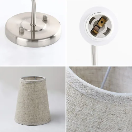 Miniatura 5 de Permo Lámpara de pared industrial rústica clásica con embudo acampanado de tela de lino, para mesita de noche, para dormitorio, lectura de noche