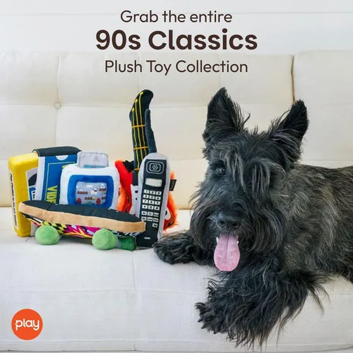 Miniatura 4 de P.L.A.Y. Bonitos juguetes de peluche para perros, con temas clásicos de los años 90, juguetes para masticar, chirriantes y arrugados, ideales