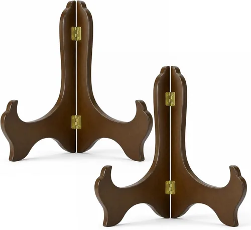 Miniatura 9 de Tatuo Paquete de 2 soportes de madera para exhibir, soporte de exhibición de platos, caballetes de soporte para marcos de fotos, soporte de arte