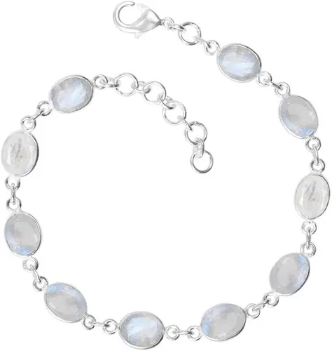 Miniatura 11 de Pulsera de piedras preciosas, pulsera ajustable con superposición de plata para mujeres y niñas, regalos de Navidad