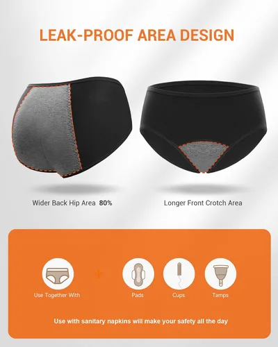 Miniatura 5 de RUIXUE Womens Period Underwear Heavy Flow Menstrual Period Panties Leak-Proof Hipster Panty for Female Teens Girls 3 Pack