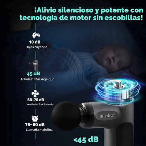 Miniatura 4 de arboleaf Mini pistola de masaje de tejido profundo, masajeador muscular de percusión para aliviar el dolor de espalda, tamaño portátil de viaje Gris