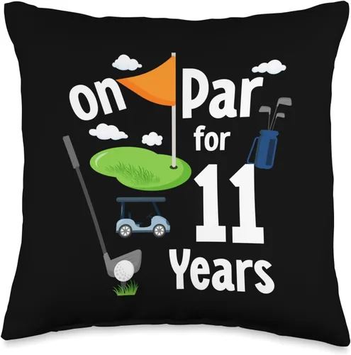 On Par 11th Birthday Golf Player Theme 11 Year Old B-Day Throw Pillow, 16x16, Multicolor