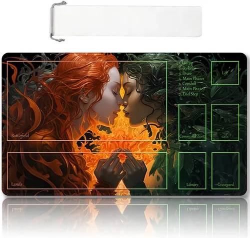 Miniatura 14 de Tapete de juego MTG cosido de alta calidad con zonas y parte trasera de goma antideslizante, tapete de juego TCG para MTG y otros juegos de cartas