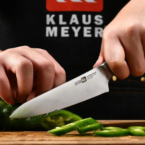Miniatura 6 de Klaus Meyer Juego de cuchillos de 15 piezas, acero inoxidable alemán de alto carbono forjado con hoja afilada con bloque, cubiertos aptos